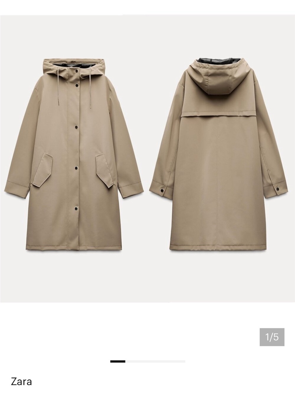 Zara Hooded Long Raincoat in green